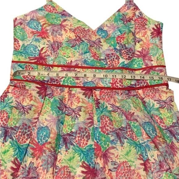 Chetta B Babydoll Dress Tropical Pineapple Novelty Print Multicolor Size 12 - Picture 12 of 13